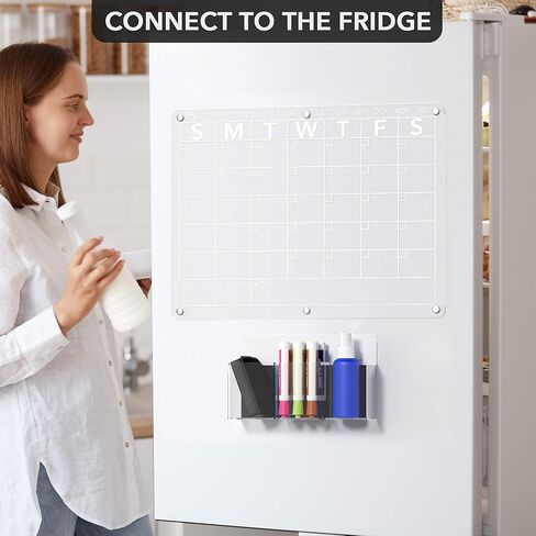 حامل أقلام التحديد الجاف المغناطيسي من الأكريليك، منظم حامل أكواب القلم المغناطيسي للسبورة البيضاء والثلاجة والخزانة - شفاف in Kuwait