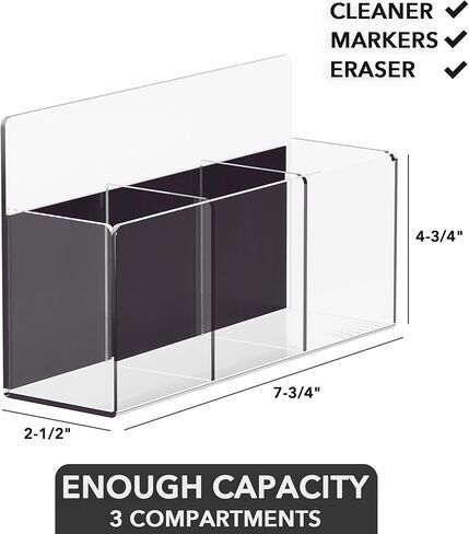 حامل أقلام التحديد الجاف المغناطيسي من الأكريليك، منظم حامل أكواب القلم المغناطيسي للسبورة البيضاء والثلاجة والخزانة - شفاف in Kuwait
