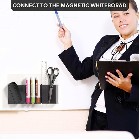 حامل أقلام التحديد الجاف المغناطيسي من الأكريليك، منظم حامل أكواب القلم المغناطيسي للسبورة البيضاء والثلاجة والخزانة - شفاف in Kuwait