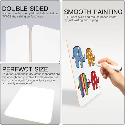 6 عبوات من ألواح المسح الجاف مقاس 9 × 12 بوصة مزدوجة الجوانب، لوحة بيضاء صغيرة قابلة للمسح، سبورة بيضاء محمولة للطلاب، مستلزمات معلم الفصول الدراسية in Kuwait