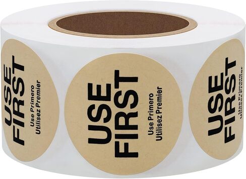 Hybsk USE First Stickers Restaurant Food Service FIFO Label 1.5 Inch Total 500 Labels Per Roll (Orange) in Saudi Arabia