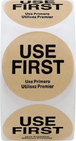 Hybsk USE First Stickers Restaurant Food Service FIFO Label 1.5 Inch Total 500 Labels Per Roll (Orange) in Saudi Arabia
