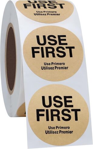 Hybsk USE First Stickers Restaurant Food Service FIFO Label 1.5 Inch Total 500 Labels Per Roll (Orange) in Saudi Arabia