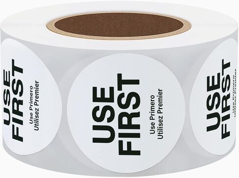 Hybsk USE First Stickers Restaurant Food Service FIFO Label 1.5 Inch Total 500 Labels Per Roll (Orange) in Saudi Arabia