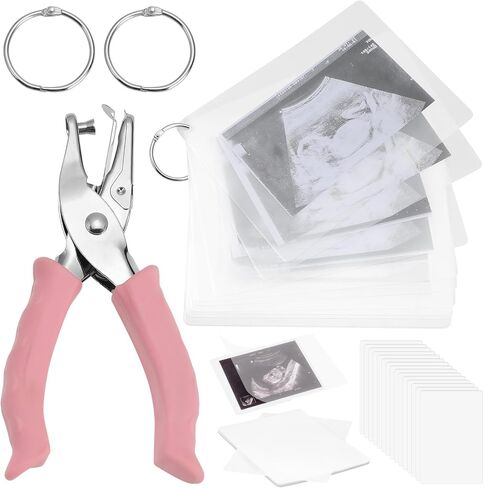 30 Sheets Thermal Laminating Pouches 5 x 7 Inch Clear Ultrasound Lamentation Sheets with 2 Loose Leaf Binder Rings and Hole Punch for Laminate Ultrasound Photos Office and School Supplies in Saudi Arabia