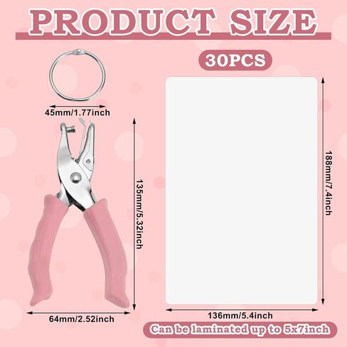 30 Sheets Thermal Laminating Pouches 5 x 7 Inch Clear Ultrasound Lamentation Sheets with 2 Loose Leaf Binder Rings and Hole Punch for Laminate Ultrasound Photos Office and School Supplies in Saudi Arabia