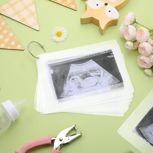 30 Sheets Thermal Laminating Pouches 5 x 7 Inch Clear Ultrasound Lamentation Sheets with 2 Loose Leaf Binder Rings and Hole Punch for Laminate Ultrasound Photos Office and School Supplies in Saudi Arabia