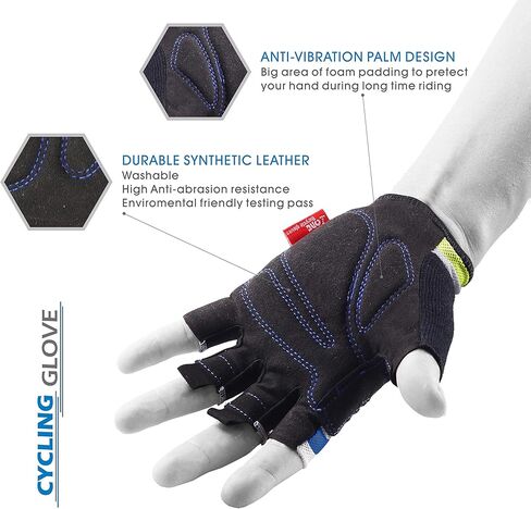 قفازات ركوب الدراجات قفازات الدراجة. قفاز شبكي خفيف الوزن عالي المرونة نصف إصبع قفازات دراجة الطريق 3 مم وسادة إسفنجية للرجال والنساء للاستخدام اليومي in Kuwait
