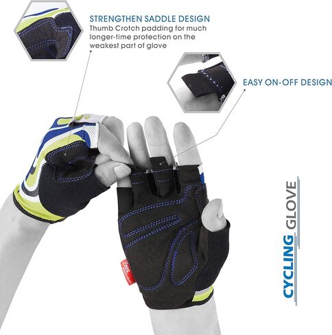 قفازات ركوب الدراجات قفازات الدراجة. قفاز شبكي خفيف الوزن عالي المرونة نصف إصبع قفازات دراجة الطريق 3 مم وسادة إسفنجية للرجال والنساء للاستخدام اليومي in Kuwait