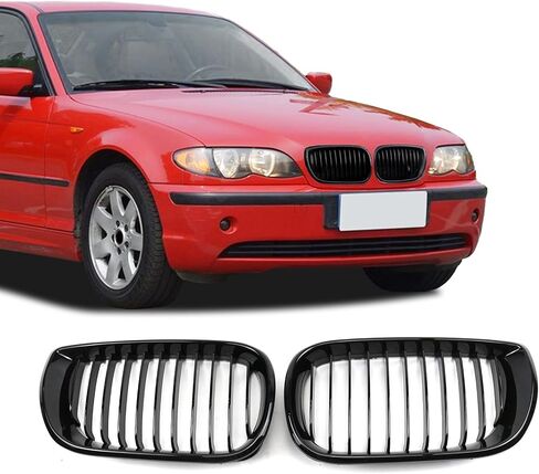شبكة أمامية مزدوجة الشرائح لسيارات BMW 5 Series F10 F11 F18 سيدان 520i 528i 535d 535i 550i 520i 2010-2017 - شبكة الكلى الأمامية (ABS أسود لامع) in Kuwait