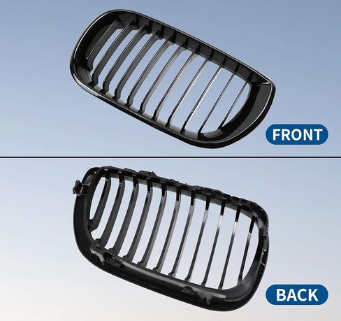 شبكة أمامية مزدوجة الشرائح لسيارات BMW 5 Series F10 F11 F18 سيدان 520i 528i 535d 535i 550i 520i 2010-2017 - شبكة الكلى الأمامية (ABS أسود لامع) in Kuwait