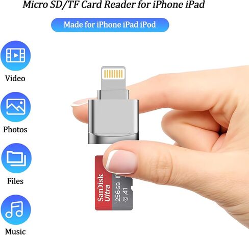 Micro SD Card Reader for iPhone 14 13, [Apple MFi Certified] Lightning to Micro SD/TF Card Reader Viewer Micro SD Card Adapter for iPhone 14/13/12/11/XS/XR/X/8/iPad, Support iOS 17 and exFAT & FAT32 in Saudi Arabia