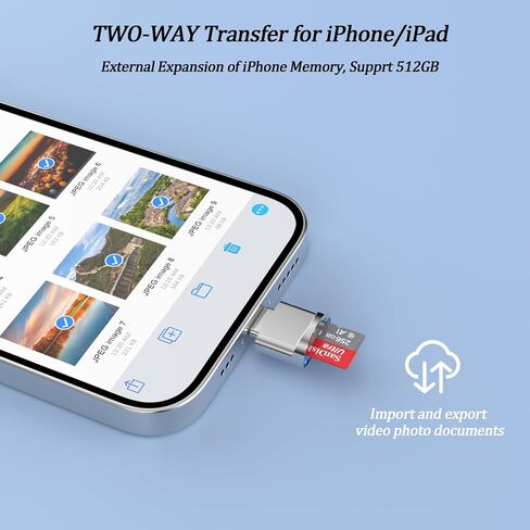 Micro SD Card Reader for iPhone 14 13, [Apple MFi Certified] Lightning to Micro SD/TF Card Reader Viewer Micro SD Card Adapter for iPhone 14/13/12/11/XS/XR/X/8/iPad, Support iOS 17 and exFAT & FAT32 in Saudi Arabia