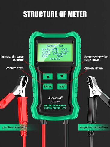 E8188 جهاز اختبار بطارية السيارة 12 فولت، جهاز اختبار مولد التيار المتردد للسيارات 100-2000 CCA، محلل بطارية السيارة الرقمي، جهاز اختبار نظام التدوير للسيارة واليخوت ذات الدفع الرباعي in Kuwait