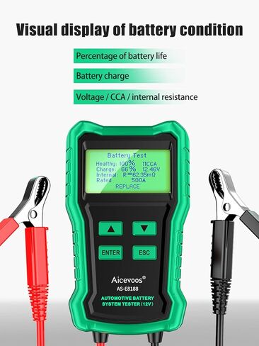 E8188 جهاز اختبار بطارية السيارة 12 فولت، جهاز اختبار مولد التيار المتردد للسيارات 100-2000 CCA، محلل بطارية السيارة الرقمي، جهاز اختبار نظام التدوير للسيارة واليخوت ذات الدفع الرباعي in Kuwait