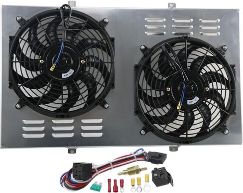 غطاء مشعاع ألومنيوم CoolingCare + مروحة تبريد كهربائية 2 × 12 بوصة لشاحنة الضواحي من سلسلة Chey GMC C/K موديل 1967-72 in Kuwait