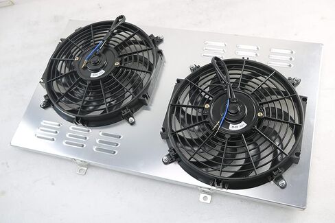 غطاء مشعاع ألومنيوم CoolingCare + مروحة تبريد كهربائية 2 × 12 بوصة لشاحنة الضواحي من سلسلة Chey GMC C/K موديل 1967-72 in Kuwait
