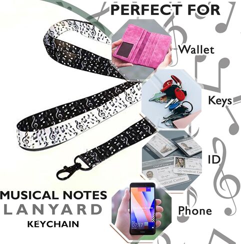 EASTEX Musical Notes Lanyard Keychain - Music Lanyards for ID Badges Gift in Kuwait