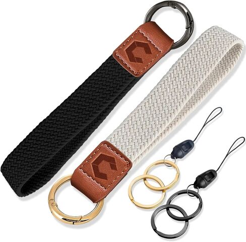 2 pack Stretchy KeyChain, Portability Braided Wrist Lanyard for Keys,Key Chains for Women Men Car Keys Phone Case Wallet ID Card Badges(Sandy Pink/Starligh) in Saudi Arabia
