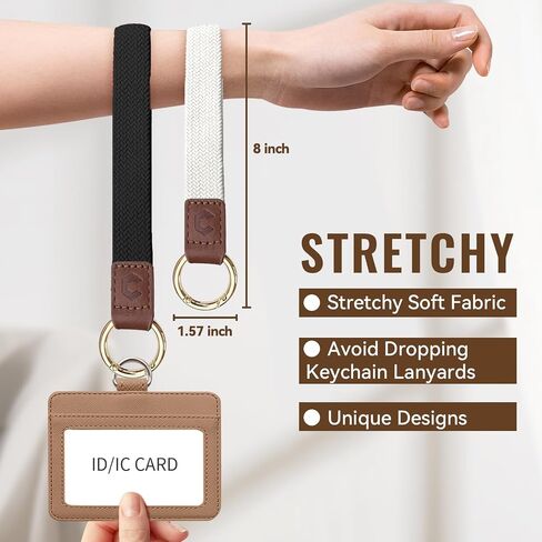 2 pack Stretchy KeyChain, Portability Braided Wrist Lanyard for Keys,Key Chains for Women Men Car Keys Phone Case Wallet ID Card Badges(Sandy Pink/Starligh) in Saudi Arabia