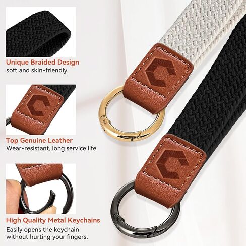 2 pack Stretchy KeyChain, Portability Braided Wrist Lanyard for Keys,Key Chains for Women Men Car Keys Phone Case Wallet ID Card Badges(Sandy Pink/Starligh) in Saudi Arabia