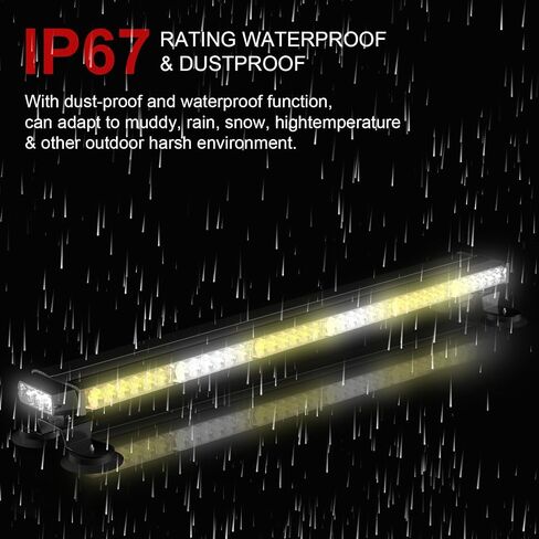 FLYCLE 29 Inch 56 LED Strobe Light Bar, Double Side Flashing High Intensity Emergency Strobe Light Bars for Trucks Safety Construction Vehicles with 7x4 Strong Magnetic Base(Amber) in Saudi Arabia