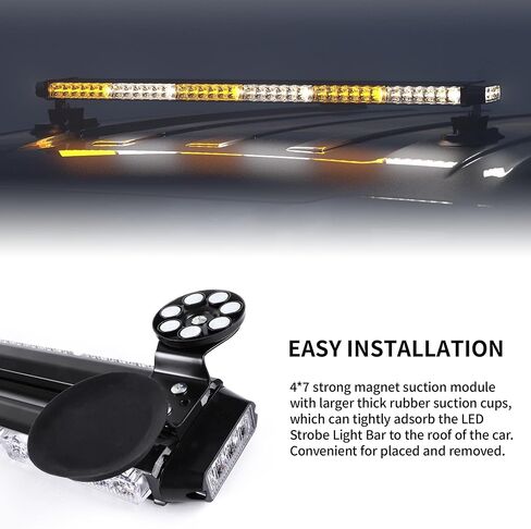 FLYCLE 29 Inch 56 LED Strobe Light Bar, Double Side Flashing High Intensity Emergency Strobe Light Bars for Trucks Safety Construction Vehicles with 7x4 Strong Magnetic Base(Amber) in Saudi Arabia