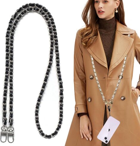 2 حزمة من سلسلة الهاتف حول الجسم، حبل للهاتف الخلوي مع علامة تبويب حبل الهاتف، حزام كتف جلدي + معدني، أشرطة هاتف قابلة للتعديل لمعظم حقائب الهواتف in Kuwait