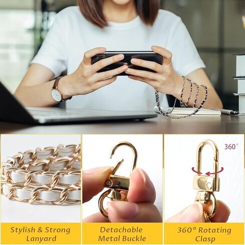2 حزمة من سلسلة الهاتف حول الجسم، حبل للهاتف الخلوي مع علامة تبويب حبل الهاتف، حزام كتف جلدي + معدني، أشرطة هاتف قابلة للتعديل لمعظم حقائب الهواتف in Kuwait