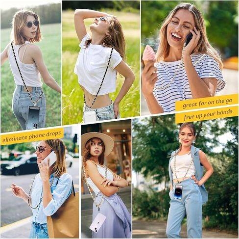 2 حزمة من سلسلة الهاتف حول الجسم، حبل للهاتف الخلوي مع علامة تبويب حبل الهاتف، حزام كتف جلدي + معدني، أشرطة هاتف قابلة للتعديل لمعظم حقائب الهواتف in Kuwait