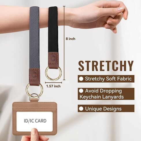 2 pack Stretchy KeyChain, Portability Braided Wrist Lanyard for Keys,Key Chains for Women Men Car Keys Phone Case Wallet ID Card Badges(Sandy Pink/Starligh) in Saudi Arabia