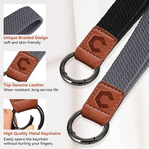 2 pack Stretchy KeyChain, Portability Braided Wrist Lanyard for Keys,Key Chains for Women Men Car Keys Phone Case Wallet ID Card Badges(Sandy Pink/Starligh) in Saudi Arabia