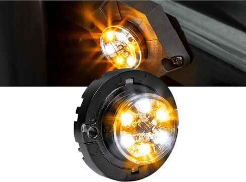 LAMPHUS 4 قطع SnakeEye III AMBER WHITE LED Hideaway Strobe Light [SAE Class 1] [IP67 مقاوم للماء] [72 وضع فلاش] [وحدات متعددة قابلة للمزامنة] [تجاوز ثابت] ضوء شرطة تحذيري للطوارئ للمركبات in Kuwait