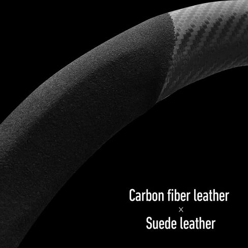 Carbon Fiber Steering Wheel Cover, Non-Slip and Sweat Absorbent, White 15" Steering Wheel Covers for X5 X3 Men Women, Black (Black with White ///) in Saudi Arabia