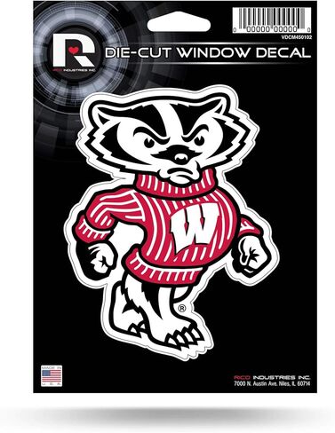 Rico Industries NCAA Wisconsin Badgers Medium Die Cut Decal, 5.00" x 7.00" in Saudi Arabia