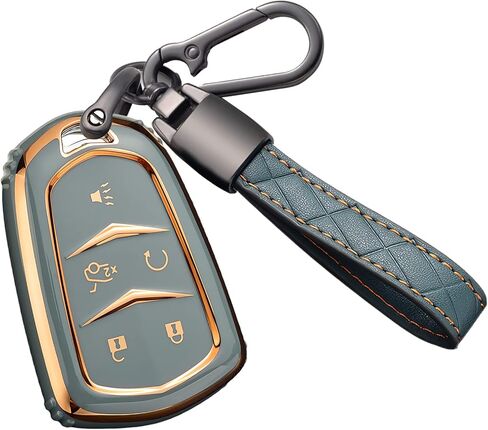 for Cadillac Escalade Key Fob Cover, for Cadillac ATS CTS CT6 STS SRX XT5 Key Fob Case Premium Soft TPU Full Protection Smart Key Holder (Black) in Saudi Arabia