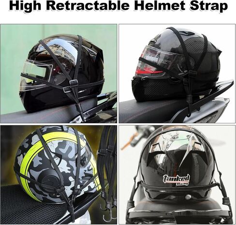 6 Pcs Motorcycle Helmet Rope, 23.6" Motorcycle Helmet Accessories with 12 Hooks, High Retractable Motorcycle Helmet Strap for Motorcycle, Cars, Bikes, Luggage Rack in Saudi Arabia