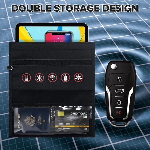 Faraday Bag Car Key Fob Protector,Signal Blocking Bag Mobile Phone Anti-Radiation Pouch Signal Shielding Bag Faraday Cage Car Accessories in Saudi Arabia