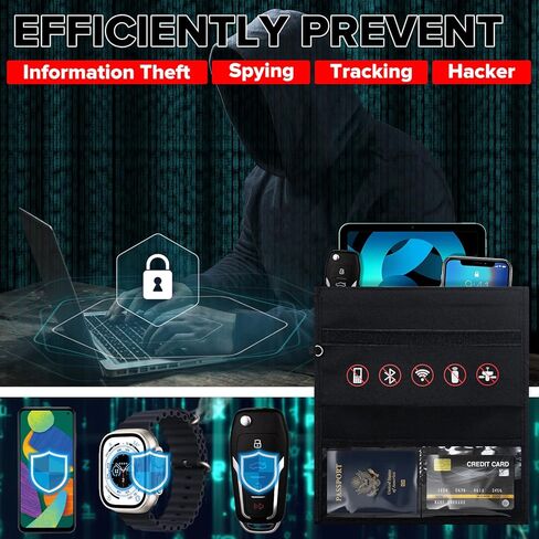Faraday Bag Car Key Fob Protector,Signal Blocking Bag Mobile Phone Anti-Radiation Pouch Signal Shielding Bag Faraday Cage Car Accessories in Saudi Arabia