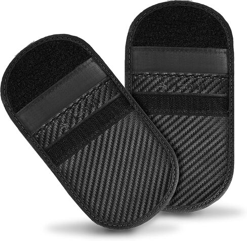 SaiTech IT 2 Pack Faraday Bag for Key Fob، واقي مفتاح Faraday Premium - حجب إشارة RFID للسيارة، حقيبة حماية أمان السيارة، حقيبة مضادة للسرقة، مانع للقرصنة - أسود in Kuwait