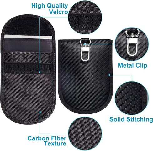 SaiTech IT 2 Pack Faraday Bag for Key Fob، واقي مفتاح Faraday Premium - حجب إشارة RFID للسيارة، حقيبة حماية أمان السيارة، حقيبة مضادة للسرقة، مانع للقرصنة - أسود in Kuwait
