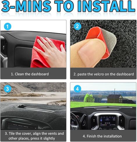 سجادات لوحة القيادة لسيارة Chevy شيفروليه سيلفرادو 2019-2021، غطاء سجادة لوحة القيادة لسيارة 2019-2022 GMC Sierra، أسود in Kuwait