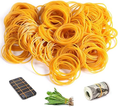 Rubber Bands, 300 Pcs Sturdy Rubberbands, 4 x 0.17 cm Stretchable Small Rubber Bands for School Home Office Supplies, Yellow in Saudi Arabia