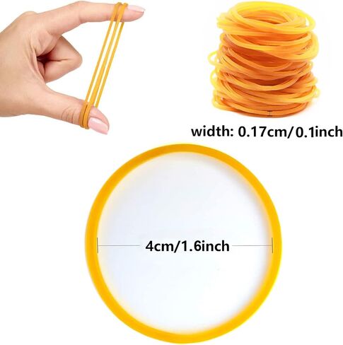 Rubber Bands, 300 Pcs Sturdy Rubberbands, 4 x 0.17 cm Stretchable Small Rubber Bands for School Home Office Supplies, Yellow in Saudi Arabia