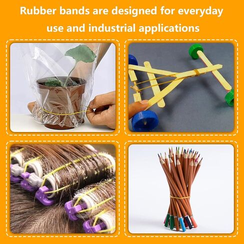 Rubber Bands, 300 Pcs Sturdy Rubberbands, 4 x 0.17 cm Stretchable Small Rubber Bands for School Home Office Supplies, Yellow in Saudi Arabia