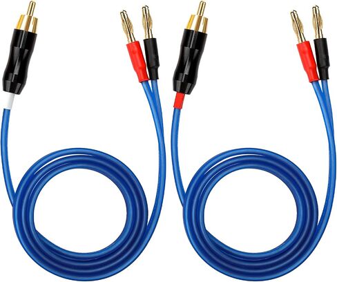 Q-P2 18 Gauge OFC Speaker Wire Pair with RCA Male (White & Red) to 2 Pair Banana (4banana) Plugs, Q-P2 (0.75M(2.4ft)) in Kuwait