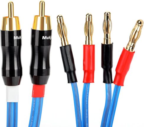 Q-P2 18 Gauge OFC Speaker Wire Pair with RCA Male (White & Red) to 2 Pair Banana (4banana) Plugs, Q-P2 (0.75M(2.4ft)) in Kuwait