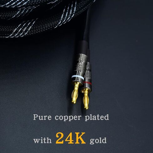 20ft 2packs 13awg كابل مكبر الصوت قسط الثقيلة مضفر سلك مزدوج الموز 2 التوصيل إلى 4 مقابس ذكر الموز قسم التردد 2 مقابس الموز - 4 مقابس الموز 1 زوج in Saudi Arabia