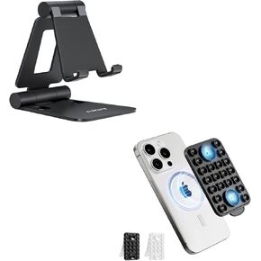 Nulaxy A4 Phone Stand and Magnetic Detachable Silicone Suction Cup Phone Mount with 2 Sticky Grip Holder