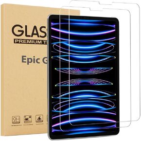[2 Pack] حامي شاشة EpicGadget لـ iPad Pro 11 4th Generation (2022 الإصدار) - معرف الوجه الزجاجي المقسّر المتوافق/مقاوم للخدش لـ Apple iPad Pro 11 (2022/2021/2020)